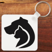 Zwarte en witte hond en kat sleutelhanger (Achterkant)