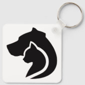 Zwarte en witte hond en kat sleutelhanger (Achterkant)