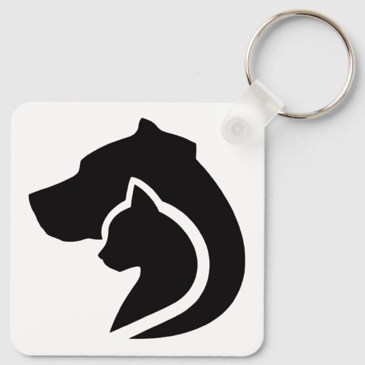 Zwarte en witte hond en kat sleutelhanger (Achterkant)