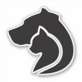 Zwarte en witte hond en kat sticker (Voorkant)