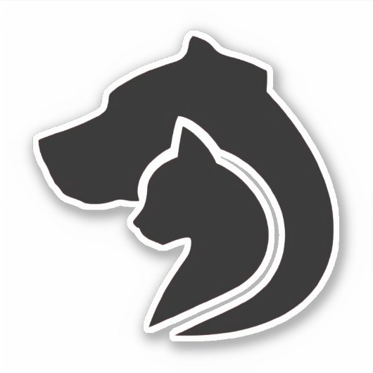 Zwarte en witte hond en kat sticker (Voorkant)