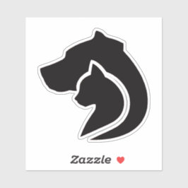 Zwarte en witte hond en kat sticker