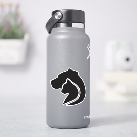 Zwarte en witte hond en kat sticker (HydroFlask)