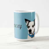 Zwarte en witte hond met blauwe halsband koffiemok (Voorkant rechts)