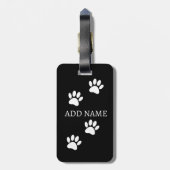 Zwarte en Witte Hond Poot Drukt Custom Naam Bagagelabel (Achterkant verticaal)