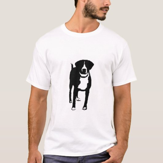 zwarte en witte hond t-shirt (Voorkant)