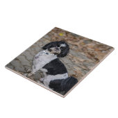 Zwarte en witte hond tegeltje (Zijkant)