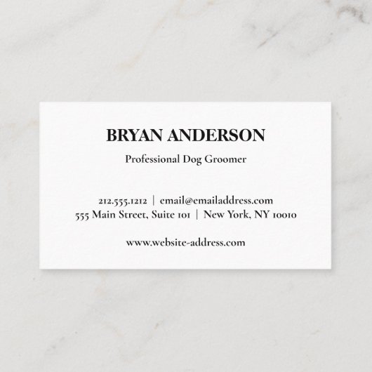 Zwarte en witte hond visitekaartje (Achterkant)