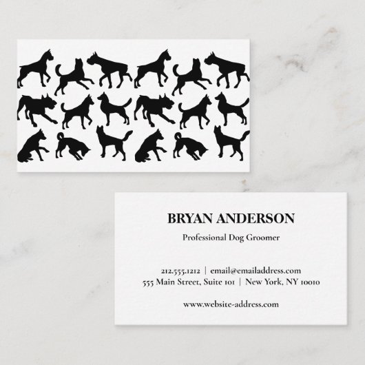 Zwarte en witte hond visitekaartje (Voorkant / Achterkant)