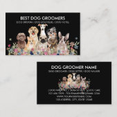 Zwarte en witte honden Bloemen Visitekaartje (Voorkant / Achterkant)