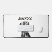 Zwarte en witte hondenworp kussen bureaumat (Keyboard & Muis)