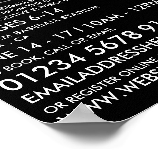 Zwarte en witte honkbal, honkbalkamp poster (Hoek)