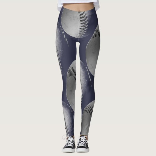 Zwarte en witte honkbal leggings (Voorkant)