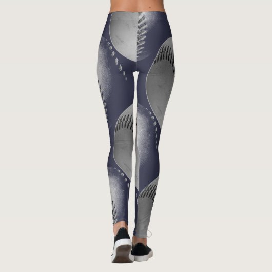 Zwarte en witte honkbal leggings (Achterkant)