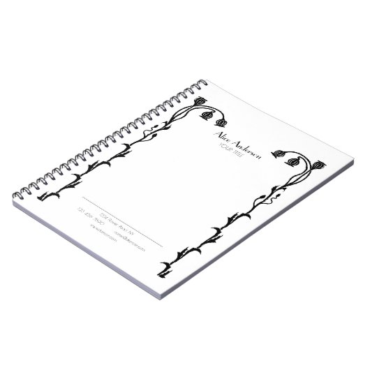  zwarte en witte hoofdbloemen notitieboek (Linkerzijde)