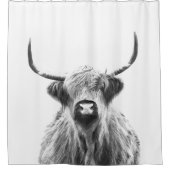 Zwarte en Witte Hoogland Koe Douchegordijn (Voorkant)