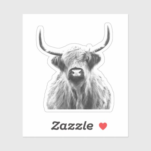 Zwarte en Witte Hoogland Koe Sticker (Vel)