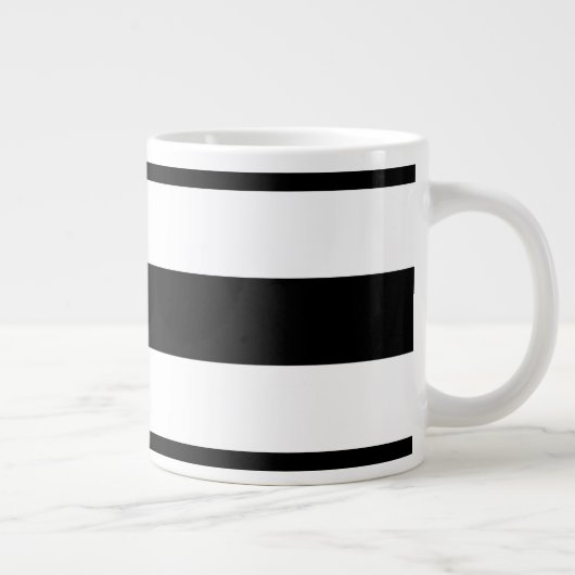 Zwarte en witte horizontale strepen grote koffiekop (Rechts)