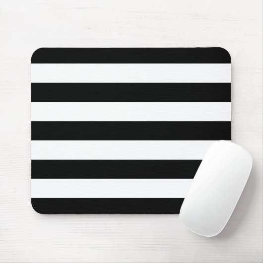 Zwarte en witte horizontale strepen muismat (Met muis)