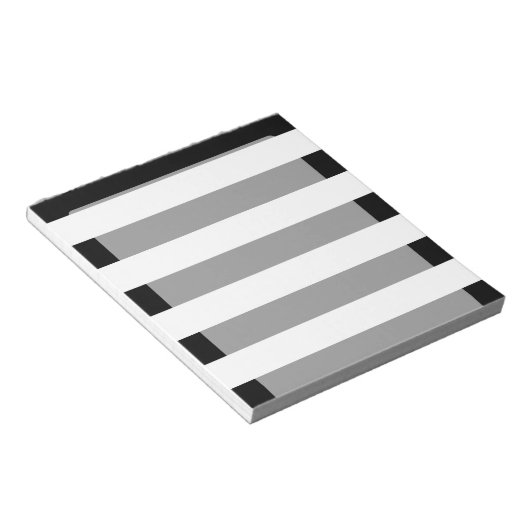 Zwarte en witte horizontale strepen notitieblok (Schuin)