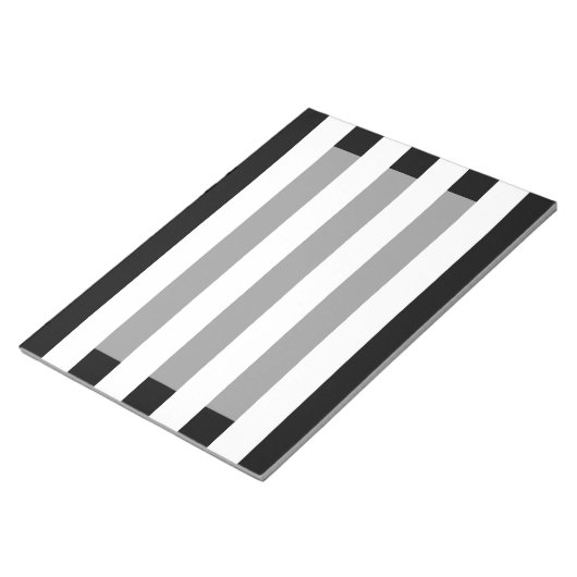 Zwarte en witte horizontale strepen notitieblok (Schuin)