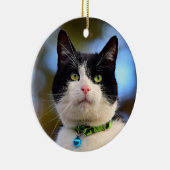 Zwarte en witte horthair kat keramisch ornament (Rechts)