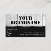 Zwarte en witte houten planken Hout Graan Kijk Log Visitekaartje (Achterkant)