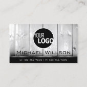 Zwarte en witte houten planken Hout Graan Kijk Log Visitekaartje (Voorkant)