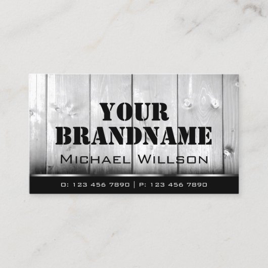 Zwarte en witte houten planken Kool Hout Graan Kij Visitekaartje (Voorkant)