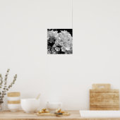 Zwarte en witte hydrangea Floral Fotografie Afdruk Poster (Keuken)