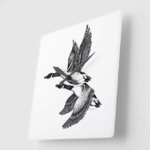 Zwarte en witte illustratie van Canada Geese Vierkante Klok (Hoek)