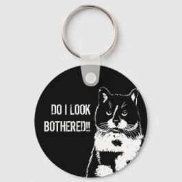 Zwarte en witte illustratie van Funny Cat Sleutelhanger