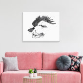 Zwarte en witte illustratie van Osprey Canvas Afdruk (Insitu (Woonkamer))