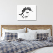 Zwarte en witte illustratie van Osprey Canvas Afdruk (Insitu (Slaapkamer))