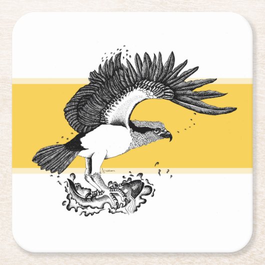 Zwarte en witte illustratie van Osprey Kartonnen Onderzetters (Voorkant)