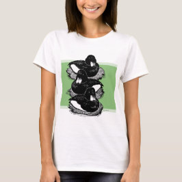 Zwarte en witte illustratie van Tufted eenden T-shirt