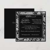 Zwarte en witte indiase moslimbruiloft kaart (Voorkant / Achterkant)