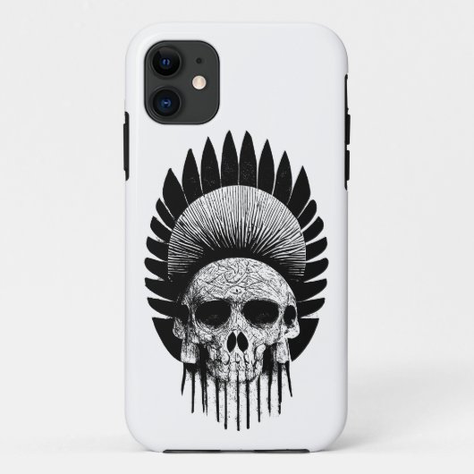 Zwarte en witte Indische schedel Case-Mate iPhone Case (Achterkant)