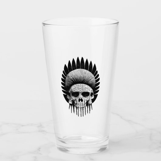 Zwarte en witte Indische schedel Glas (Voorkant)