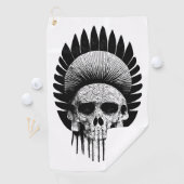 Zwarte en witte Indische schedel Golfhanddoek (Insitu)