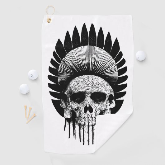 Zwarte en witte Indische schedel Golfhanddoek (Insitu)