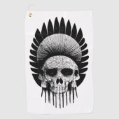 Zwarte en witte Indische schedel Golfhanddoek (Voorkant)