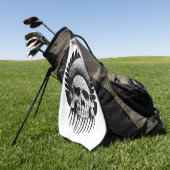 Zwarte en witte Indische schedel Golfhanddoek (Groen)