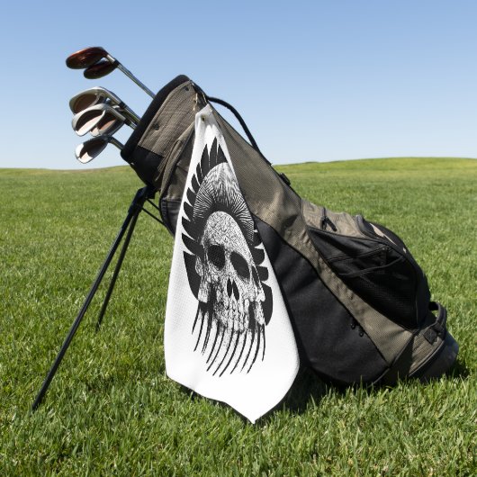 Zwarte en witte Indische schedel Golfhanddoek (Groen)