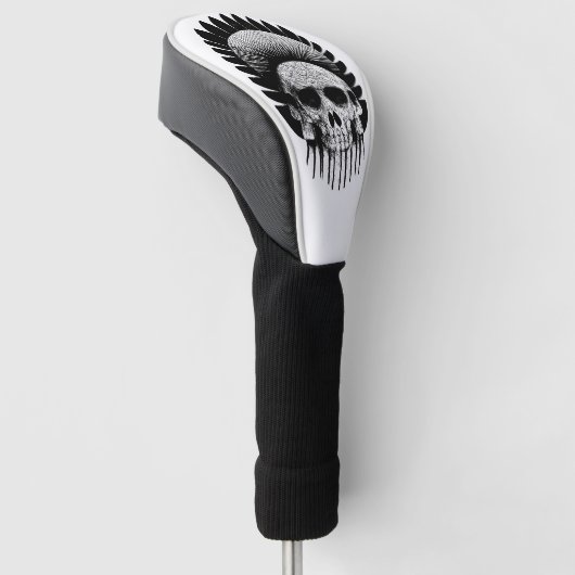 Zwarte en witte Indische schedel Golfheadcover (Schuin)