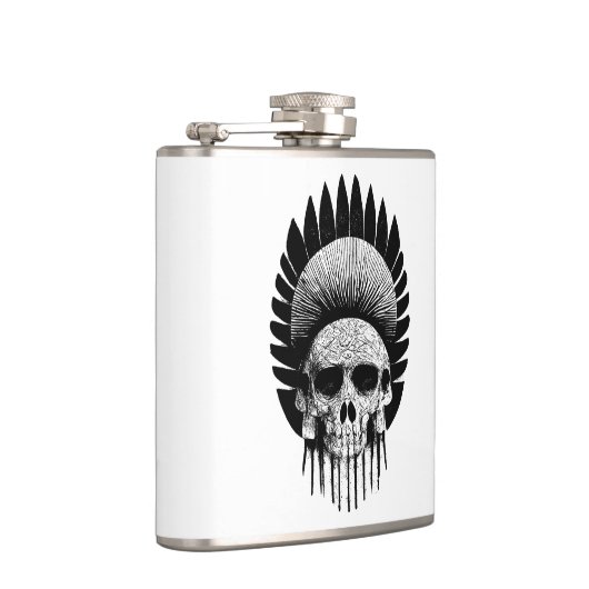 Zwarte en witte Indische schedel Heupfles (Rechts)