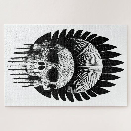 Zwarte en witte Indische schedel Legpuzzel (Horizontaal)