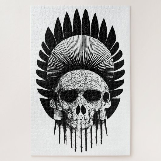 Zwarte en witte Indische schedel Legpuzzel (Verticaal)