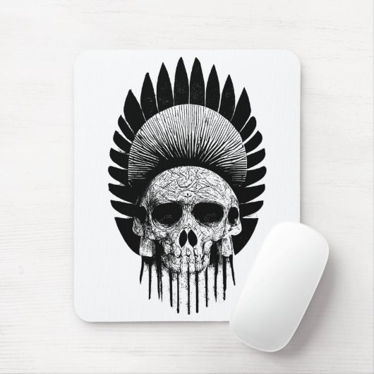 Zwarte en witte Indische schedel Muismat (Met muis)