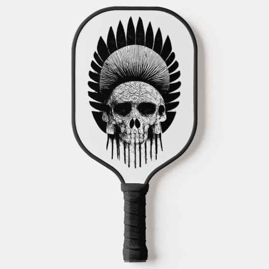 Zwarte en witte Indische schedel Pickleball Paddle (Voorkant)